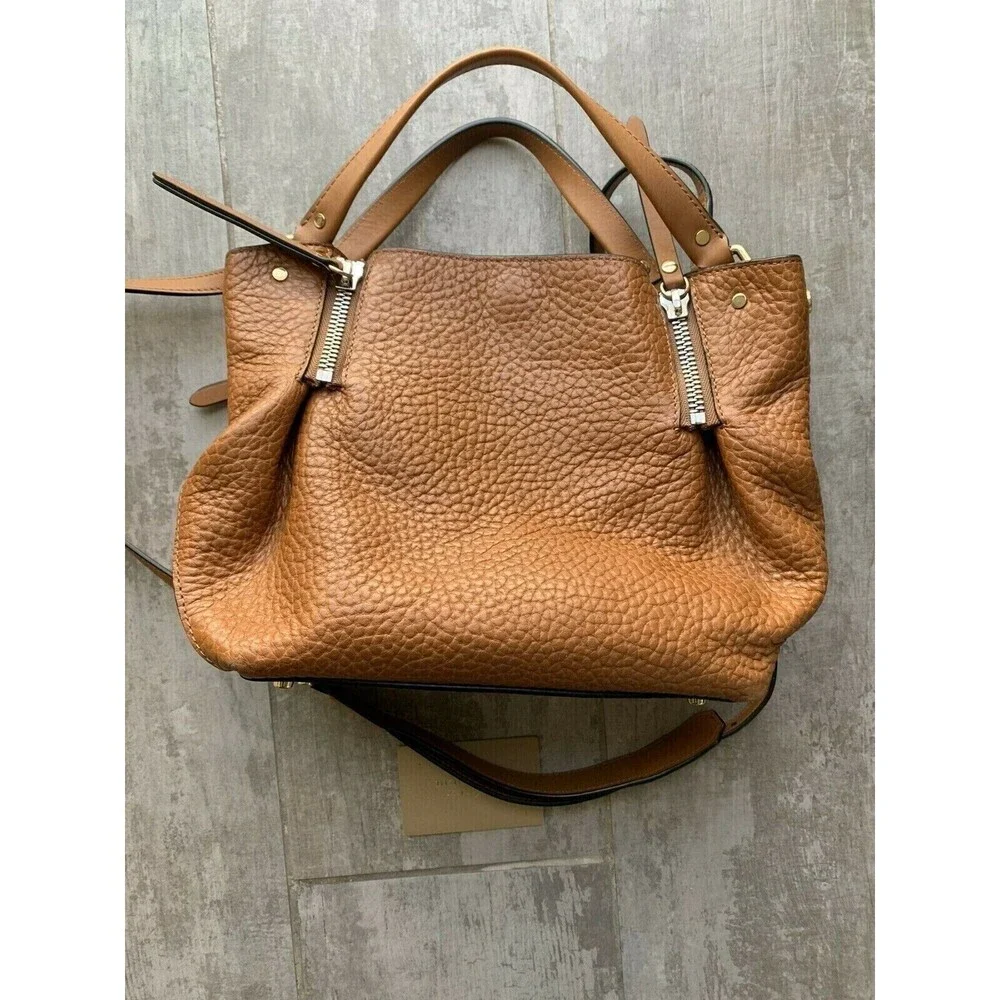 BURBERRY Maidstone Saddle Brown Leather Tote Designer Shoulder Bag - Picture 6 of 11